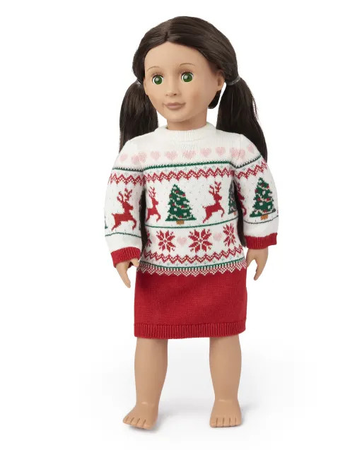 Doll Long Sleeve Christmas Fairisle Sweater Dress | The Children's Place | The Children's Place
