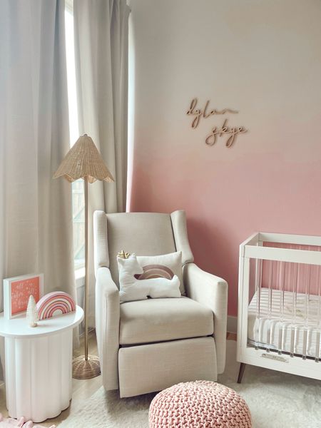 Dylan’s white end table is back in stock and under $100 AND our kiwi glider rocking chair is on sale!! Acrylic crib. #nursery #babygirl 

#LTKbump #LTKhome #LTKsalealert