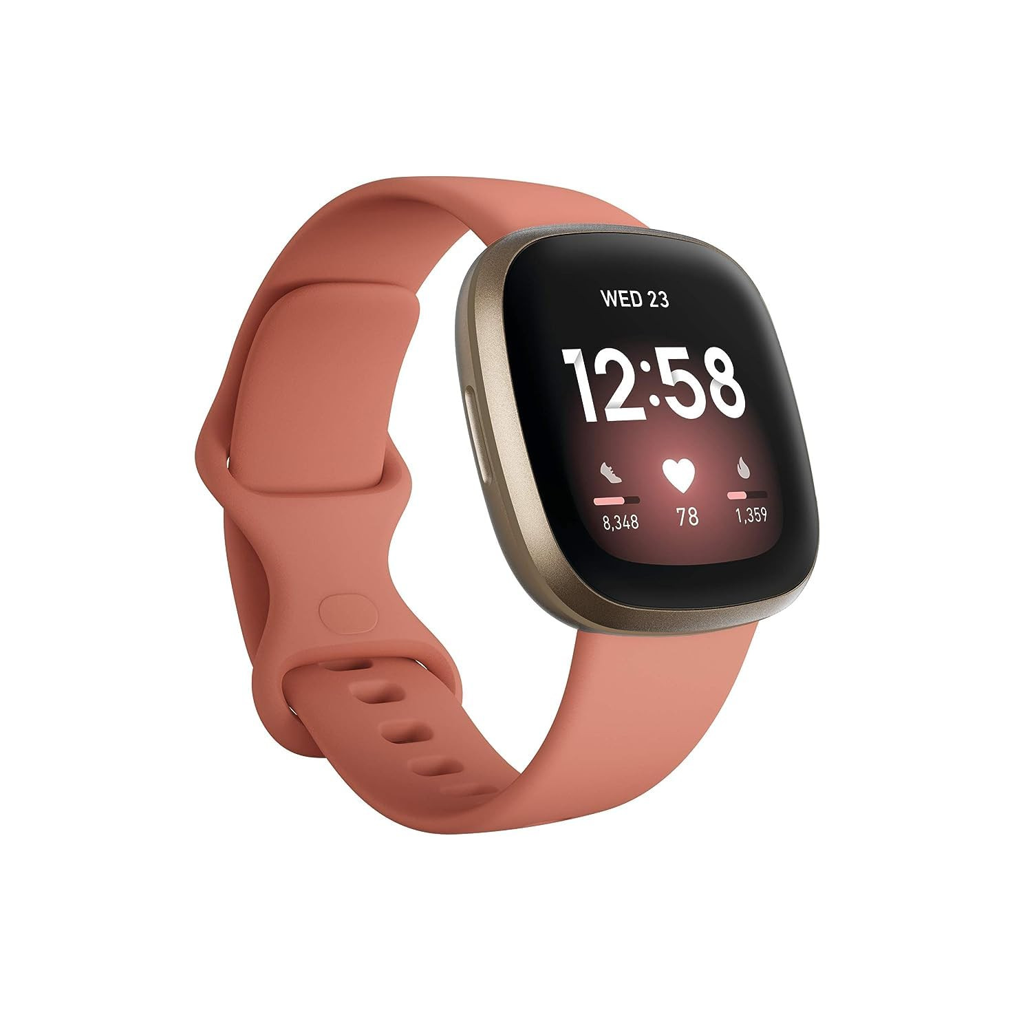 Fitbit Versa 3 Health & Fitness Smartwatch with GPS, 24/7 Heart Rate, Alexa Built-in, 6+ Days Battery, Pink/Gold, One Size (S & L Bands Included) | Amazon (US)