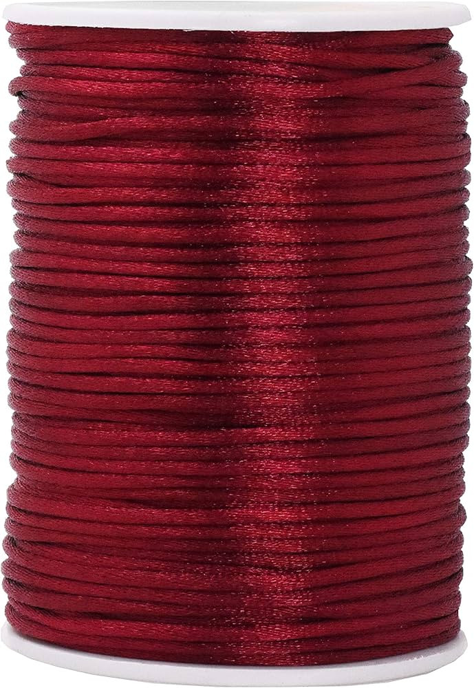 Mandala Crafts Nylon Satin Cord 2mm Rattail Cord - 100 Yds Maroon String for Bracelet Necklace Je... | Amazon (US)