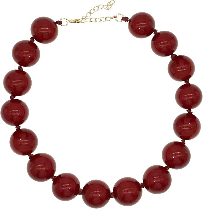 JNF Chunky Big Beaded Necklace for Women Colorful Large Beads Choker Necklaces Boho Statement Bea... | Amazon (US)