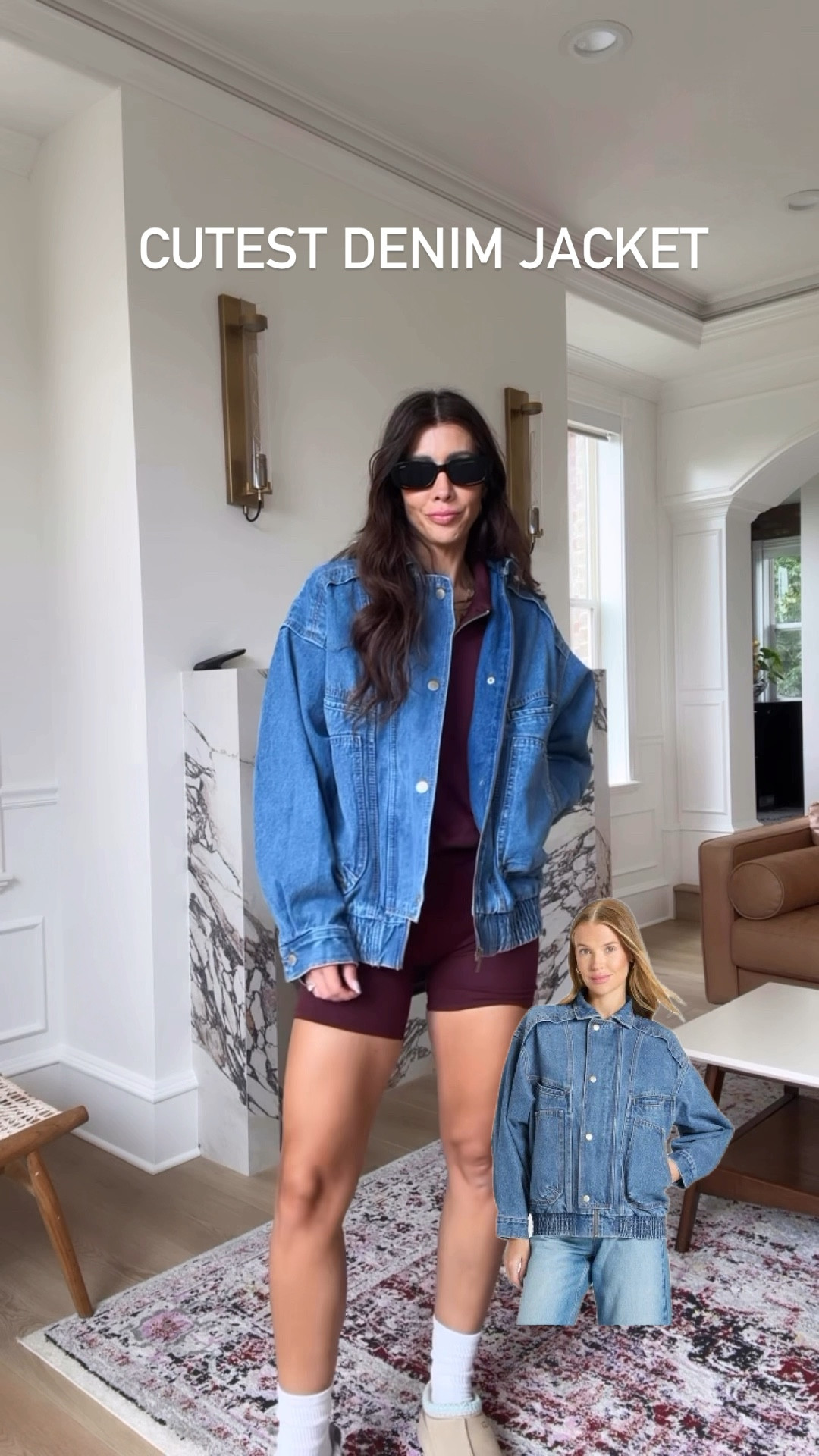 I am obsessed with this denim, relaxed jacket! It’s oversize so size down I have the extra small! I have the size small in sweatshirt and biker shorts. Those run true to size. #denimjacket #targetfinds 

#LTKFindsUnder100 #LTKSeasonal #LTKActive