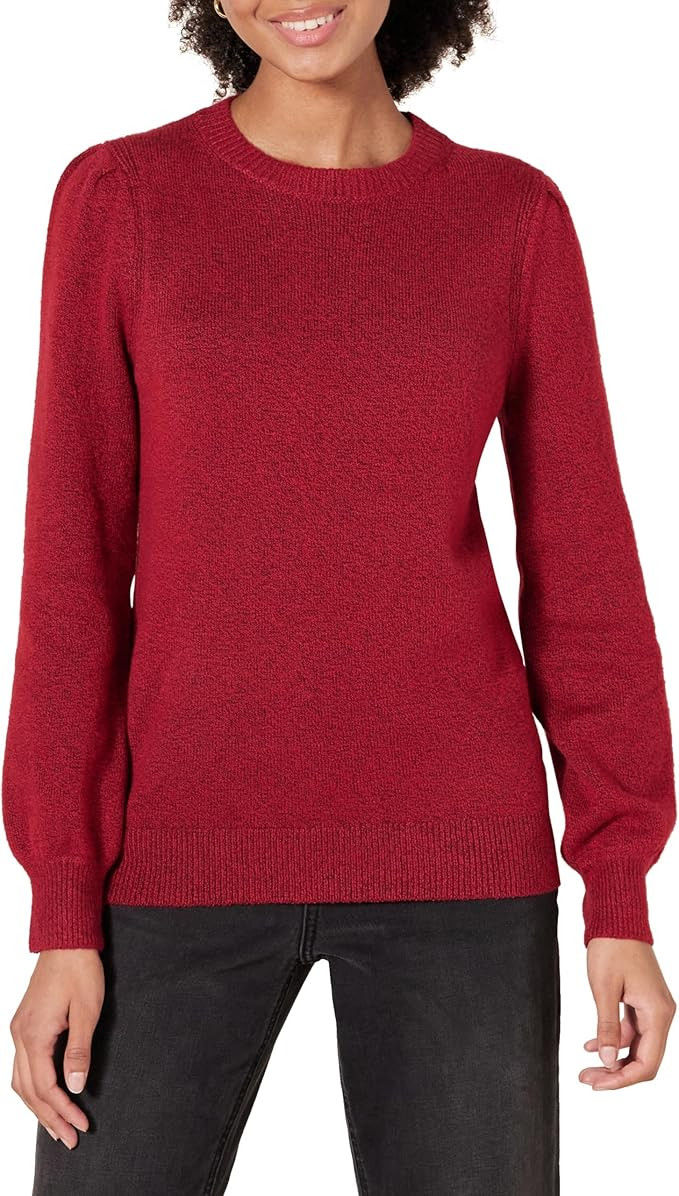 Amazon Essentials Women's Soft Touch Pleated Shoulder Crewneck Sweater | Amazon (US)