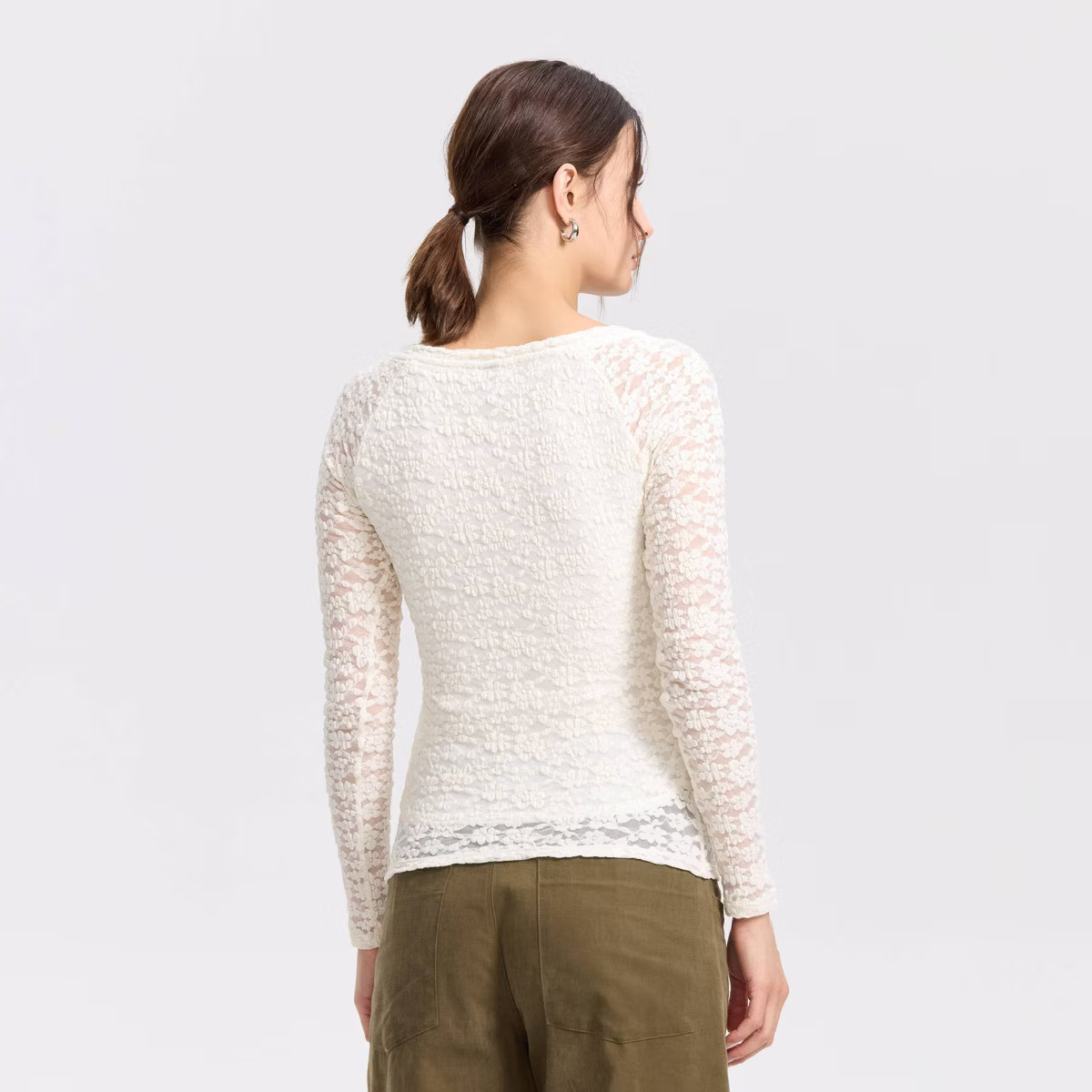 Women's Lace Layering Top - Universal Thread™ Brown XXL | Target