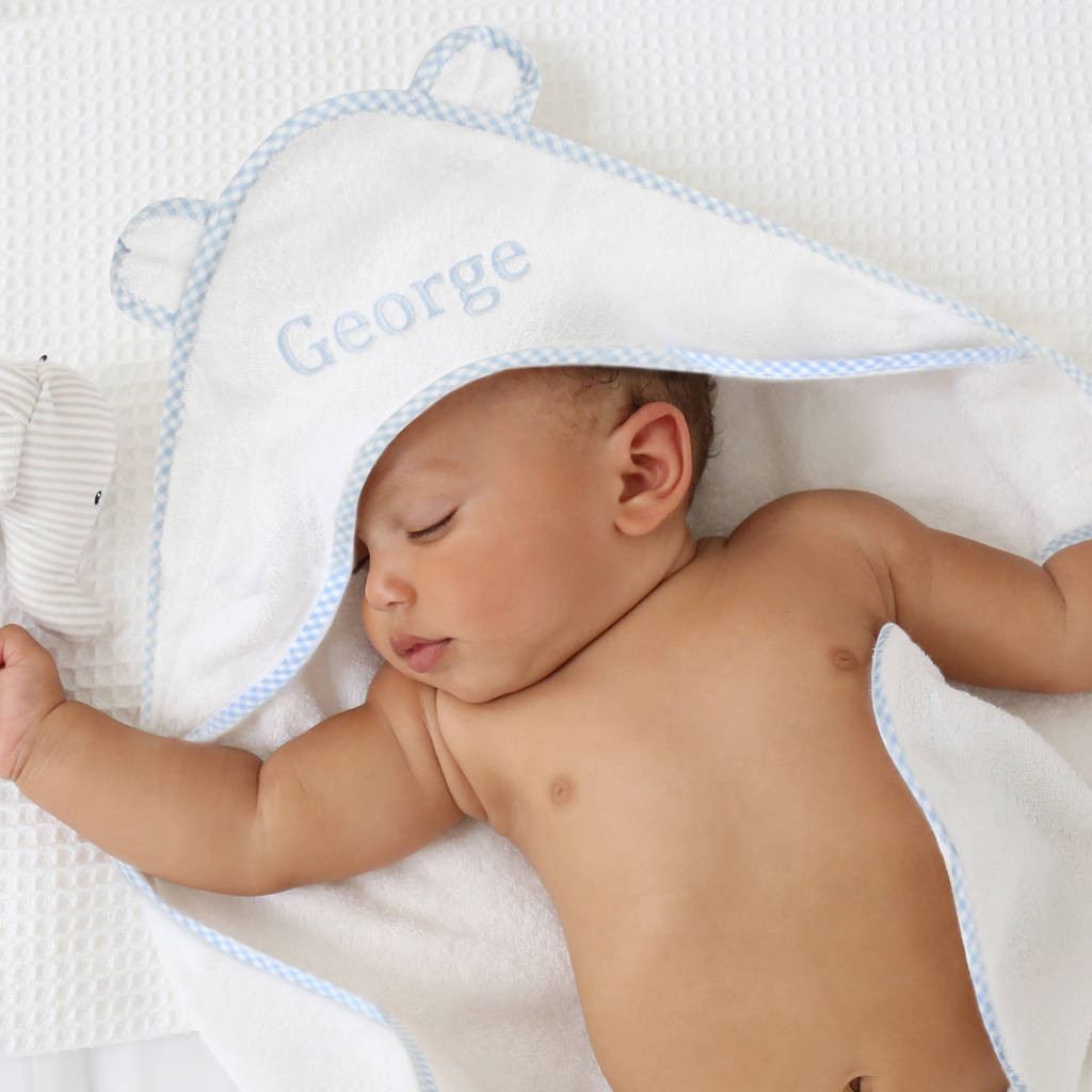 Personalised Blue Gingham Trim Hooded Towel | Notonthehighstreet.com UK