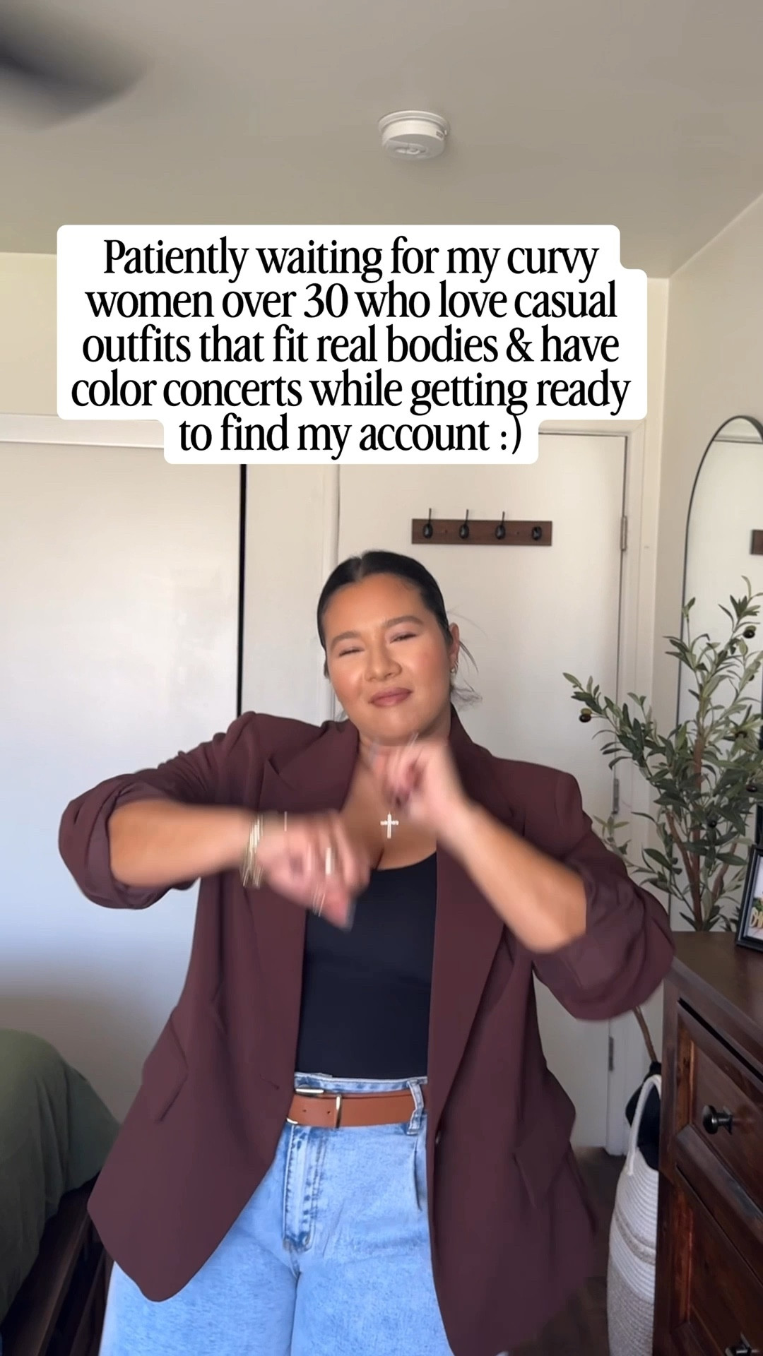 Super easy elevated casual outfit that is tummy friendly and perfect for the holidays. 

Blazer - XL/ runs big, oversized fit, super comfy 
Bodysuit - large / tts / thong bodysuit / good tummy compression 
Denim jeans - 10/ tts / oversized baggy jeans 
Leather boots - 8.5 / tts/ very comfortable 

Holiday outfit 
Date night outfit 
Midsize outfit 
Midsize fashion
Blazer 
Brown blazer 
Brown boots 
Leather boots 
Kitten heels 
Baggy jeans 
Christmas outfit 
New Year’s Eve outfit 
Nye outfit 
Curvy fashion
Mom outfit idea 

#LTKHoliday #LTKootd #LTKMidsize