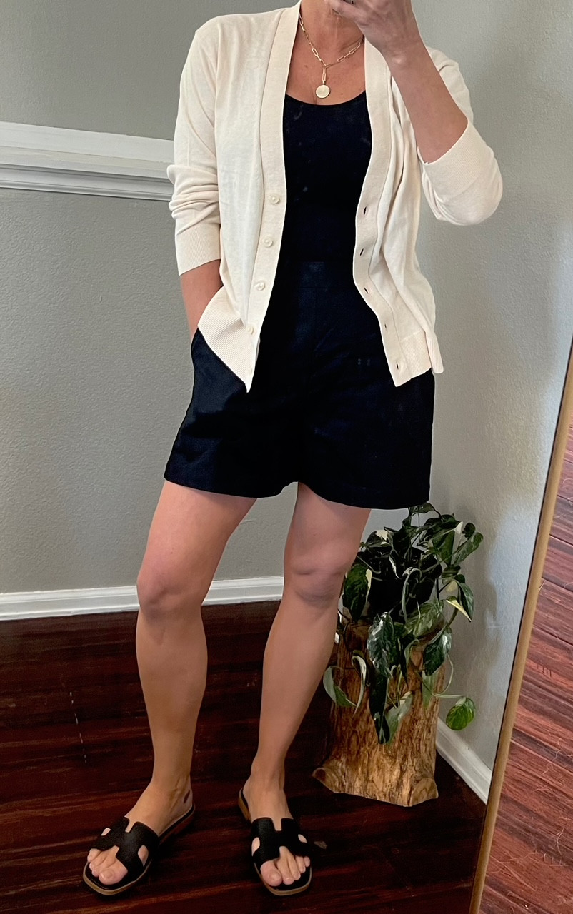 Summer outfit over 50. Linen shorts are pull on, w/ elastic in back and excellent quality. They come in many colors. #over50 #summeroutfitidea 

 #LTKOver40 #LTKSaleAlert #LTKFindsUnder50