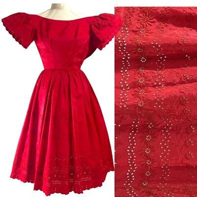 Vintage Party Dress Holiday Tea Christmas Eyelet Crinoline  | eBay | eBay US