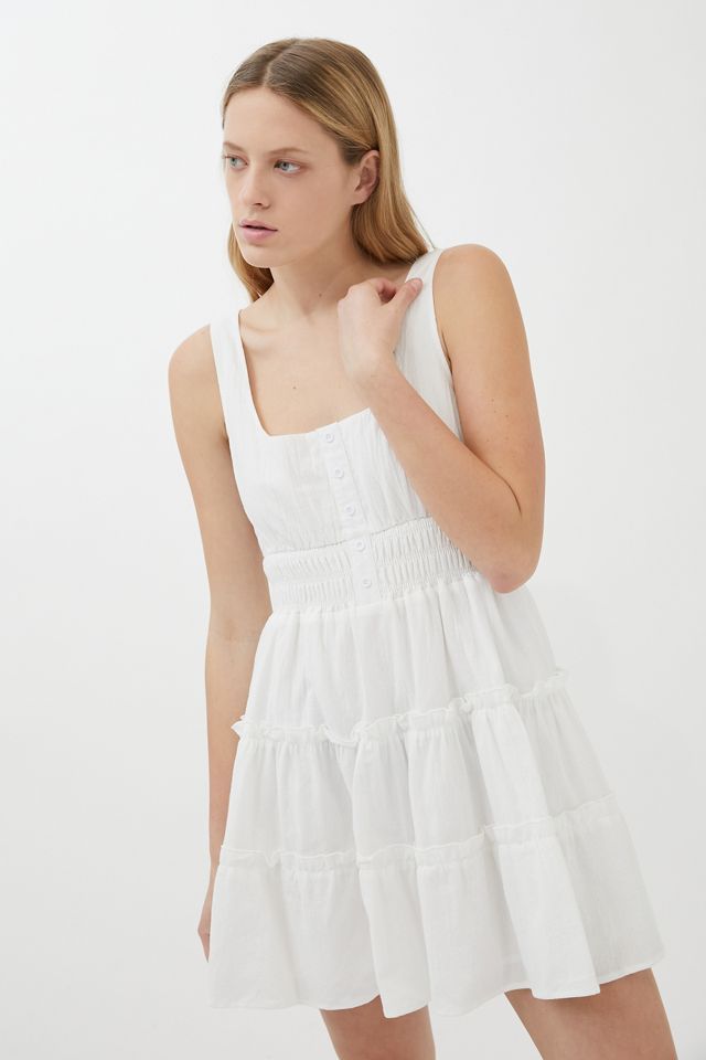 UO Heather Tiered Ruffle Mini Dress | Urban Outfitters (US and RoW)