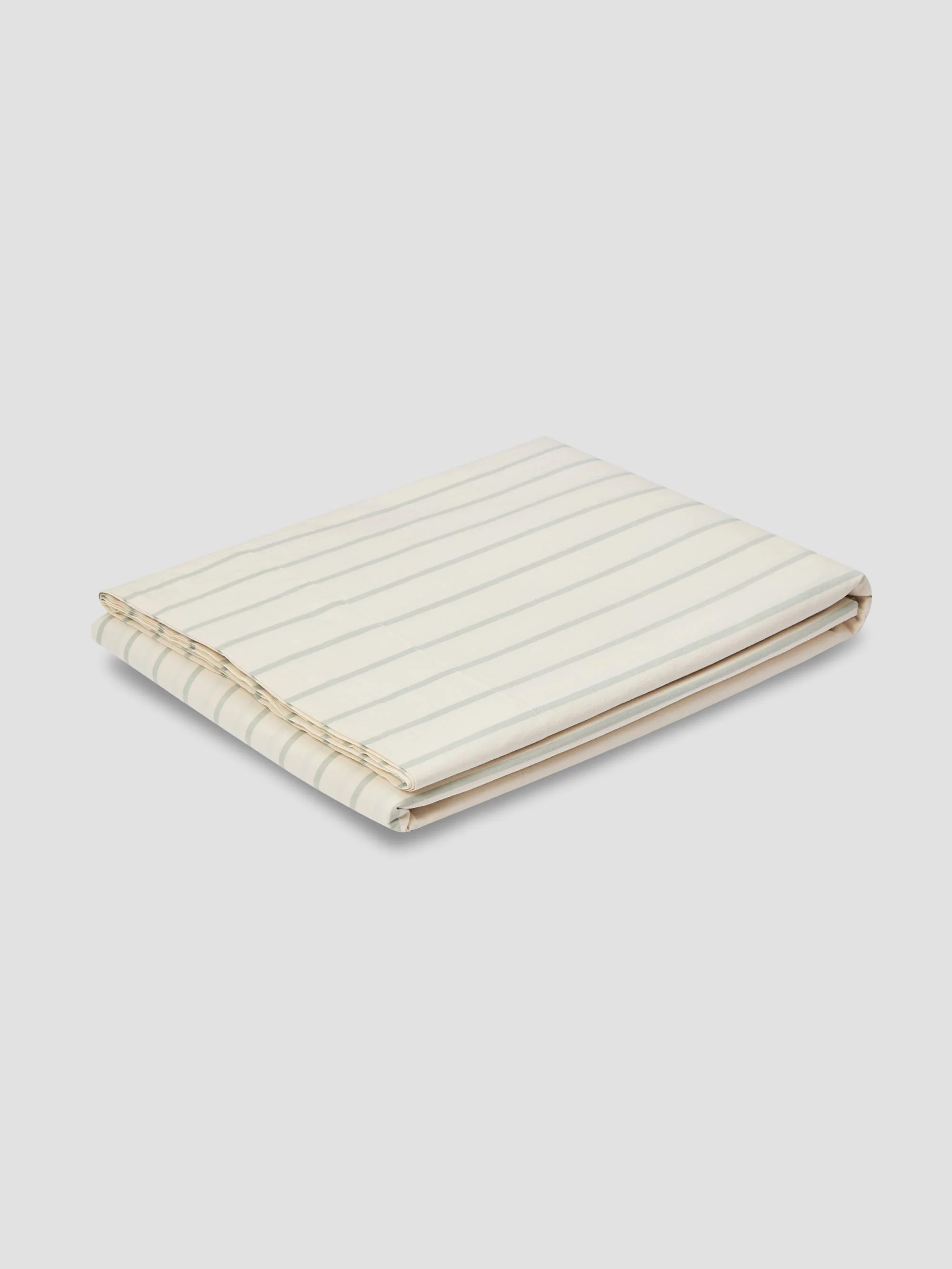 Mellow Green Slumber Stripe Cotton Flat Sheet | Piglet