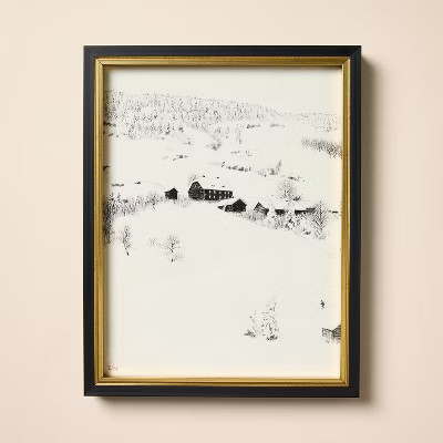 11"x14" Snowy Mountain Cabin Framed Wall Art - Hearth & Hand™ with Magnolia | Target