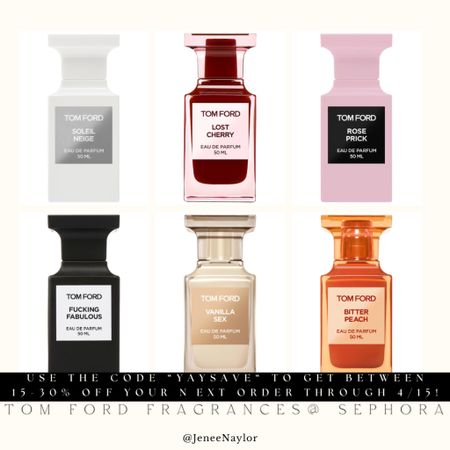 Sephora Savings Event: Fragrances!!

Now’s the perfect time to stock up on these Tom Ford Beauty fragrances for spring/summer 🤩

Use the code “YAYSAVE” to get up to 30% off at Sephora through 4/15!

#LTKbeauty #LTKxSephora #LTKsalealert