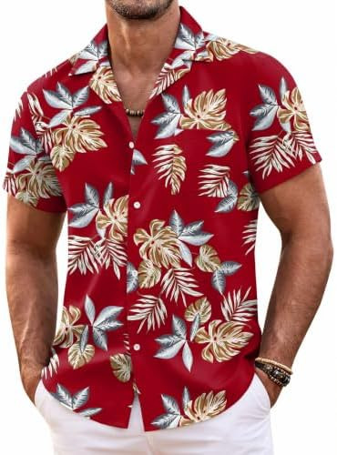 COOFANDY Mens Hawaiian Shirt Short Sleeve Floral Button Down Shirts Tropical Summer Beach Shirts ... | Amazon (US)
