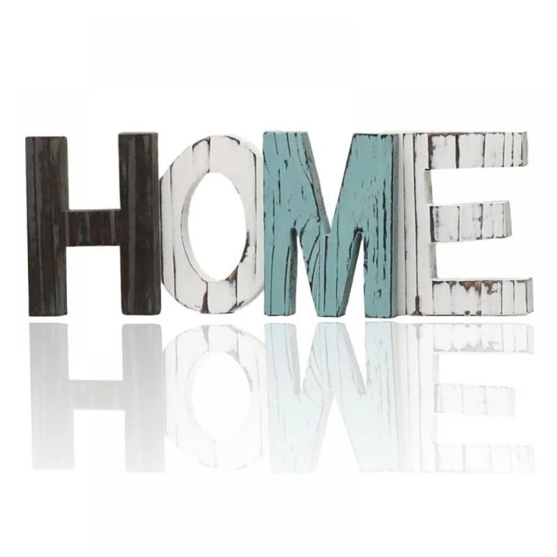 Rustic Wood Home Decorative Sign Free Standing Decorative Wooden Cutout Letters Multicolor | Wayfair Professional