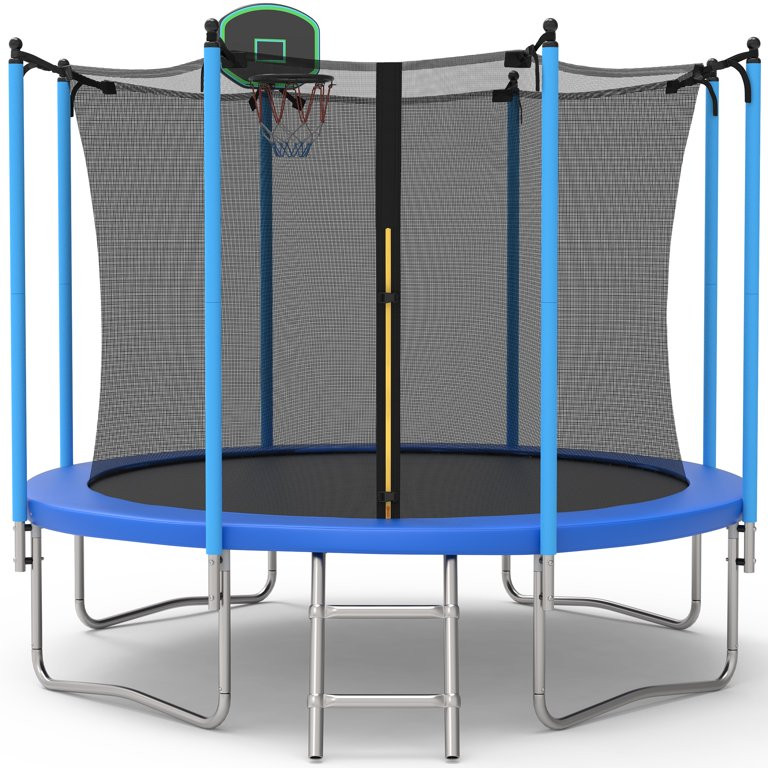 SEGMART 10ft Trampoline for Kids with Basketball Hoop and Enclosure Net/Ladder,Blue | Walmart (US)
