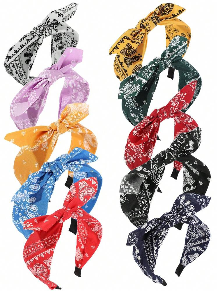 1 Stoffen Hoofdband Voor Dames, Brede Geknoopte Hoofdband Met Paisleyprint, 1 Hoofddekselaccessoire, Schattige Hoofdband, Bohemian-Stijl Geschikt Voor Casual Dagelijks Gebruik, Strandvakantie En Buitengebruik, Zomervakantie, Strandaccessoires, Haaraccessoires, Haarband, Diadeem, Haarring | SHEIN