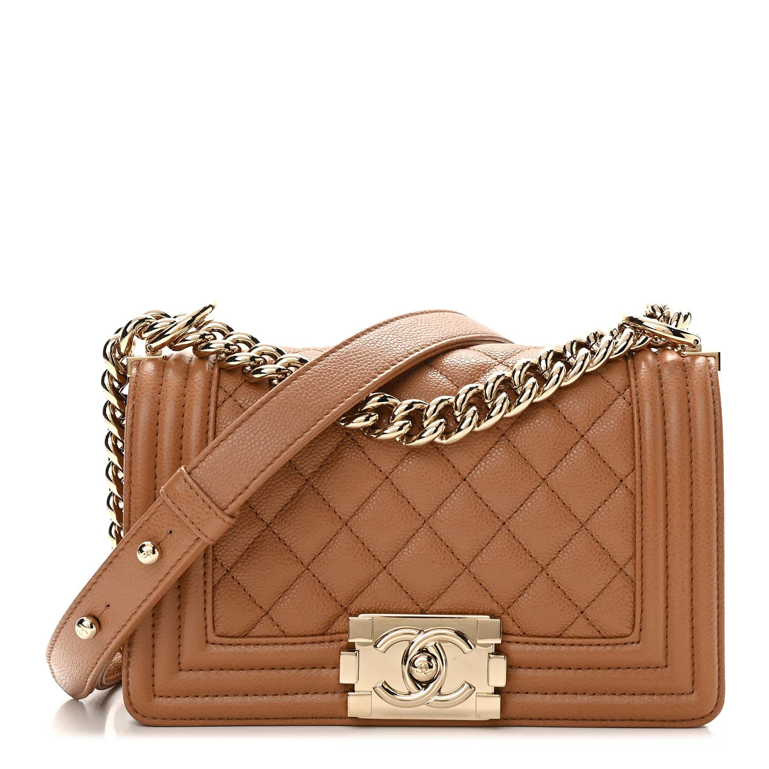 CHANEL Caviar Quilted Small Boy Flap Brown | FASHIONPHILE | Fashionphile
