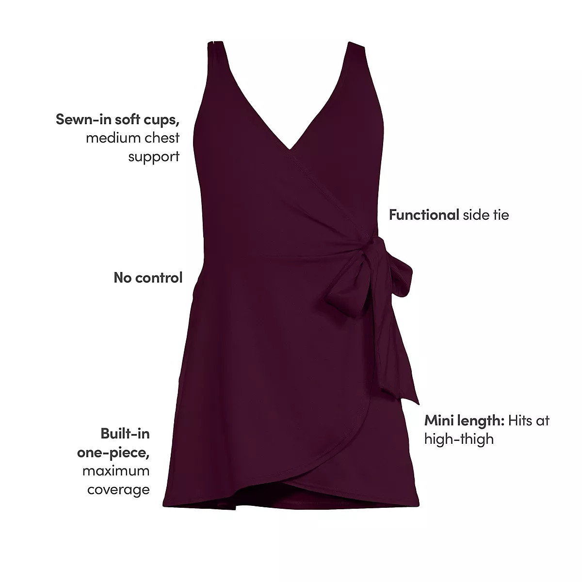 Women's Side Tie Mini Swim Dress Swimsuit | Lands' End (US)