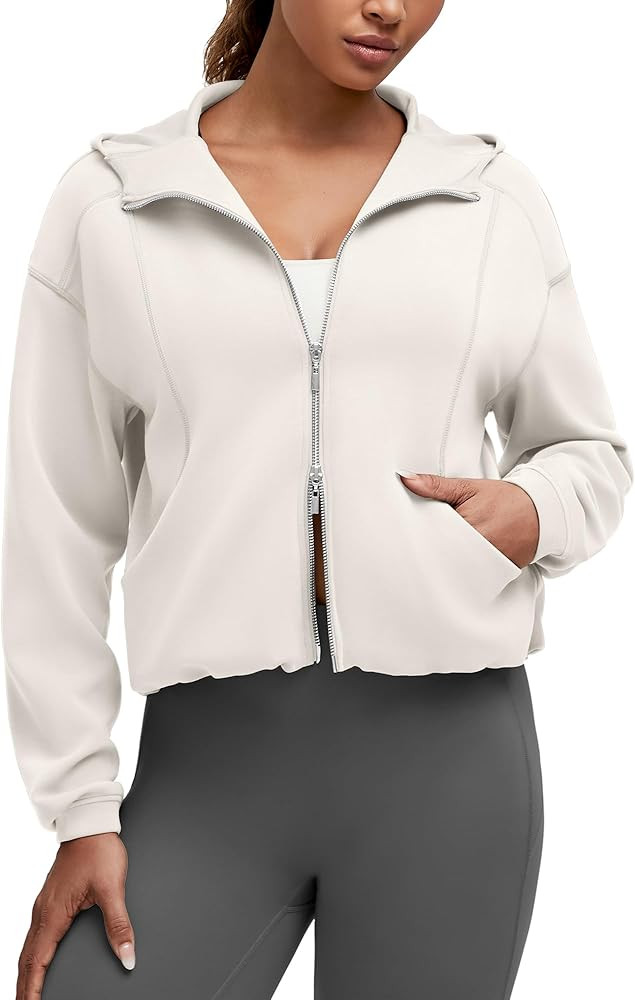 G4Free Smoofit Women's Two Way Full Zip Jackets Modal Soft Casual Hoodie with Pockets | Amazon (US)