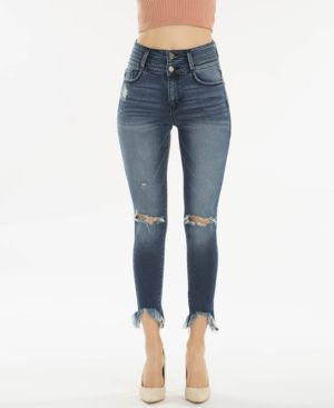 Kancan High Rise Ankle Skinny Frayed Hem Double Waistband Jeans | Macys (US)
