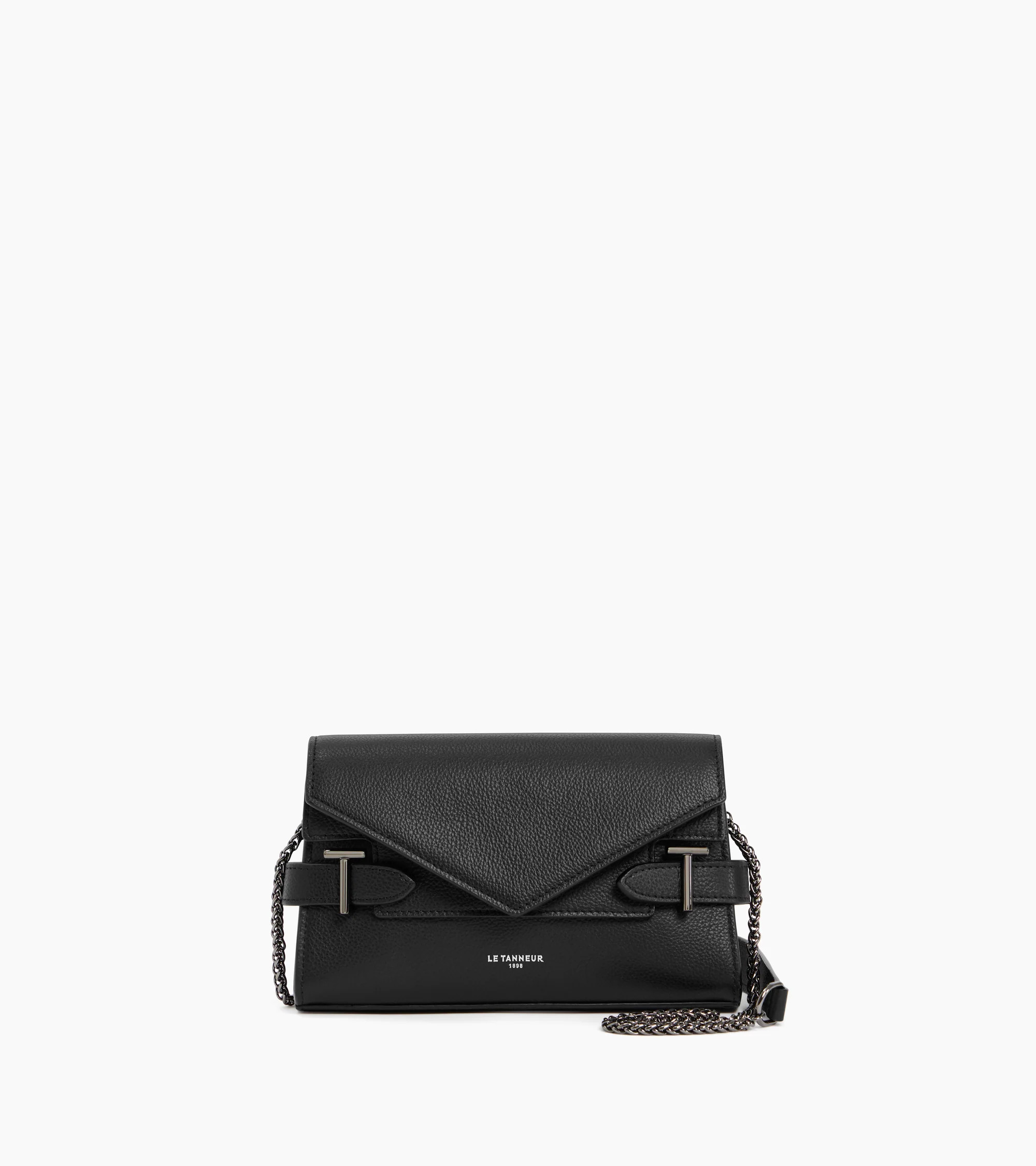 Emilie double flap small pouch in grained leather | Le Tanneur