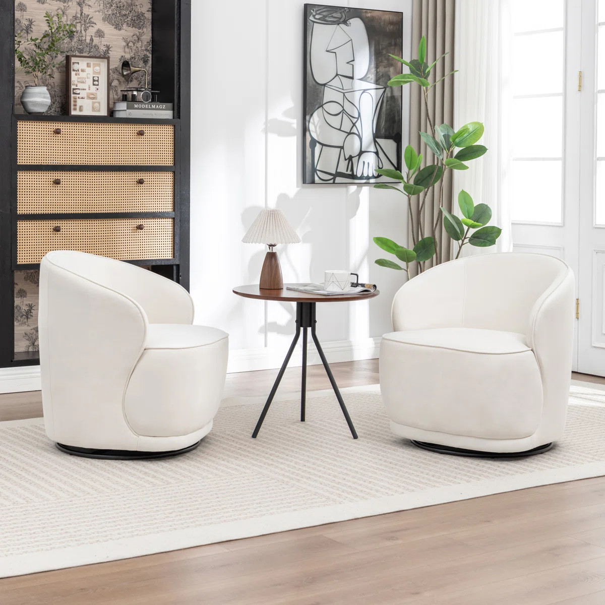 Stith Velvet Upholstered Swivel Barrel Chair (Set of 2) | Wayfair North America