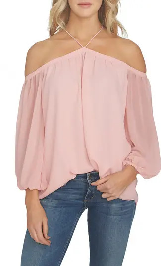 Off the Shoulder Sheer Chiffon Blouse | Nordstrom
