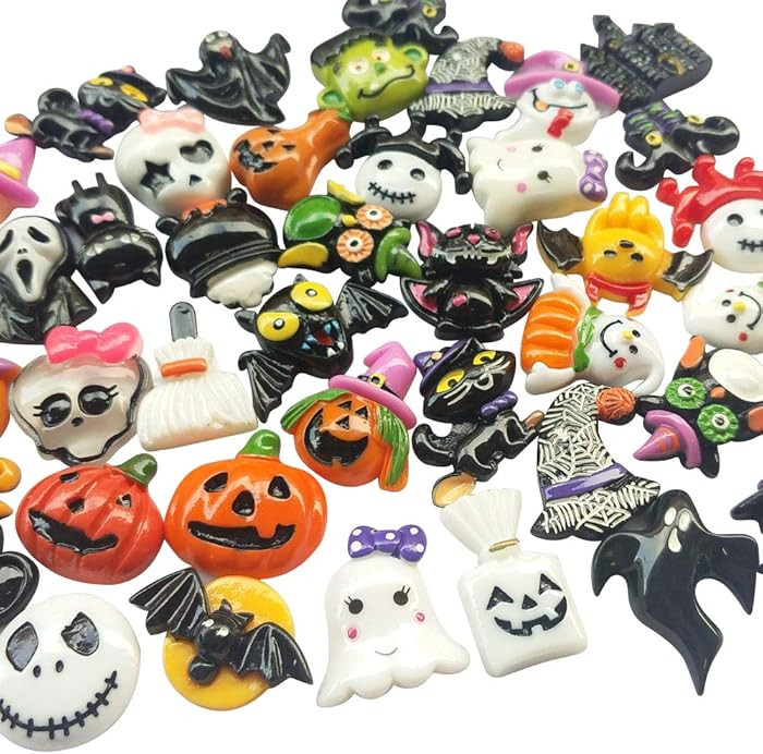 Chenkou Craft Random 50pcs Mix Lots Resin Flatback Flat Back Halloween Craft Embellishment Wizard... | Amazon (US)