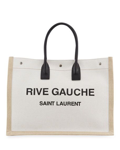 Saint Laurent Noe Cabas Rive Gauche Linen Toile Tote Bag | Neiman Marcus