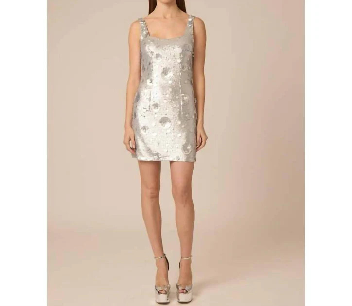 Elowen Dress In Silver Sequins Flowers | Shop Simon