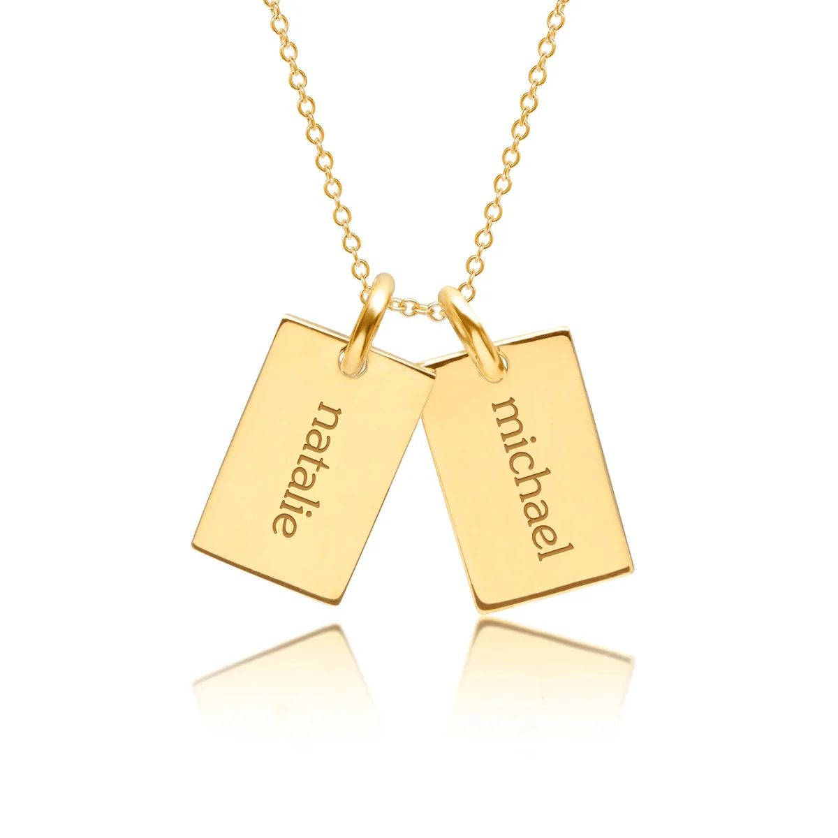 Gold Mini Dog Tag Necklace - 2 Names | Tiny Tags