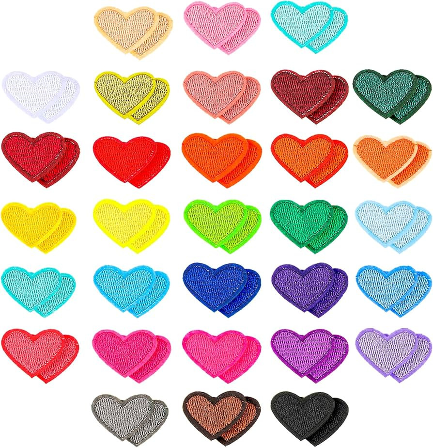 Heart Iron On Patches, 62 Pcs Mini Heart Iron On Decal Colorful Heart Patch Ironable Patches Hear... | Amazon (US)