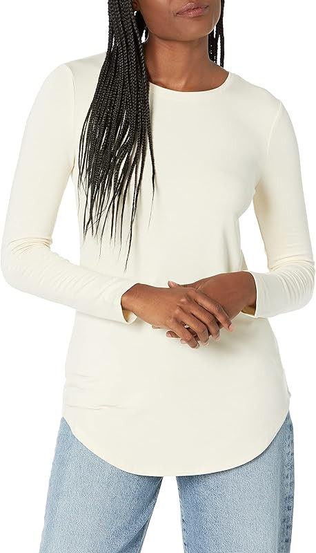 Amazon Essentials Women's Supersoft Terry Standard-Fit Long-Sleeve Shirttail Hem Shirt (Previousl... | Amazon (US)