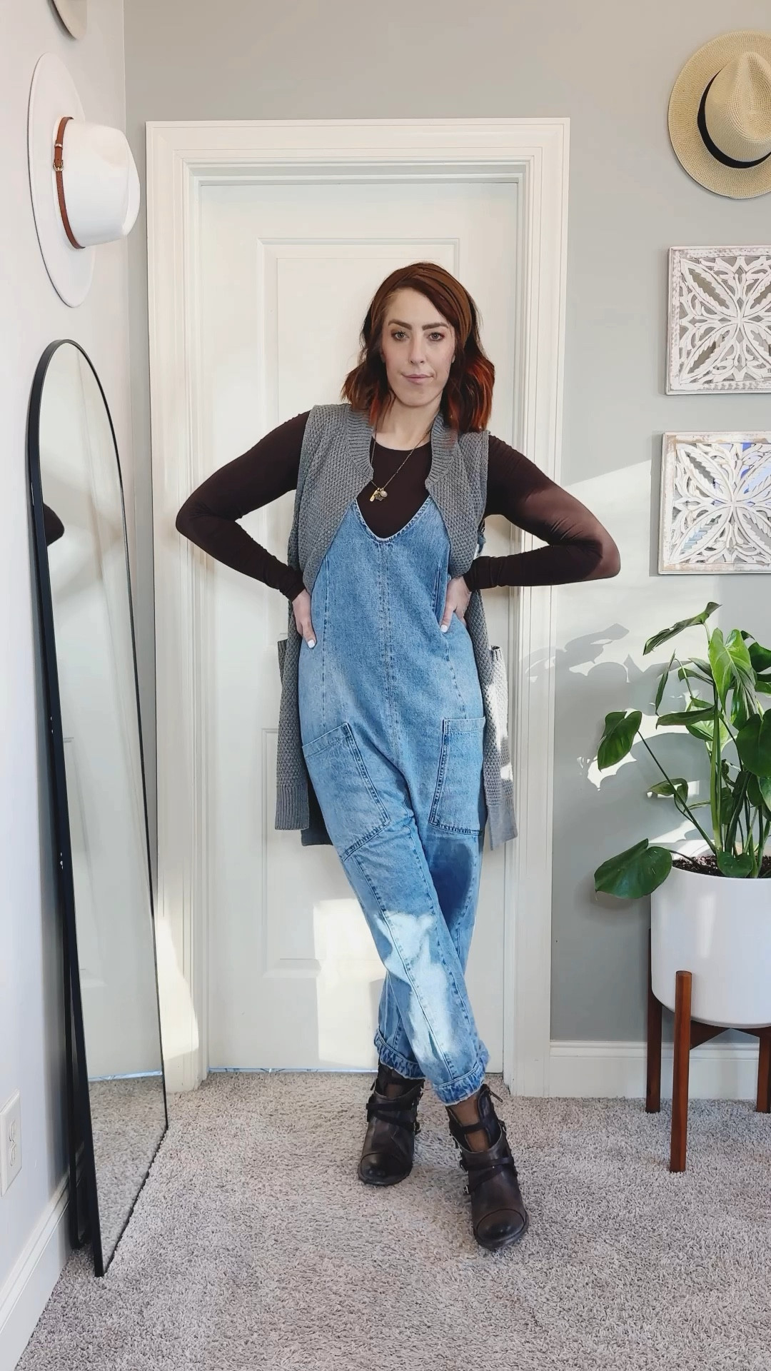 Earth tones, cozy vibes, and layers that just feel right. 🌿✨

Day 15 of my 31 Days of Closet Magic Challenge is all about those warm, grounding hues. If I look a little strange, I started my day off at the dentist getting a filling replaced so my right side of my mouth was completely numb for this recording.

I started with a chocolate brown bodysuit under a denim jumpsuit, layered it with an oversized knit vest, and added brown Crue Freebird booties (with the comfiest socks, of course). Finished off with a charm necklace and a cute brown twist headband for an effortlessly earthy look. Perfect for chilly winter days!

What’s your go-to color palette for winter?
🤎 Earthy neutrals!
💙 Cool tones all the way!

#ClosetMagicChallenge #EarthToneStyle #TallGirlFashion #TallSizes #BohoChic #LayeredLooks #WinterOutfits

#LTKStyleTip #LTKShoeCrush #LTKMidsize