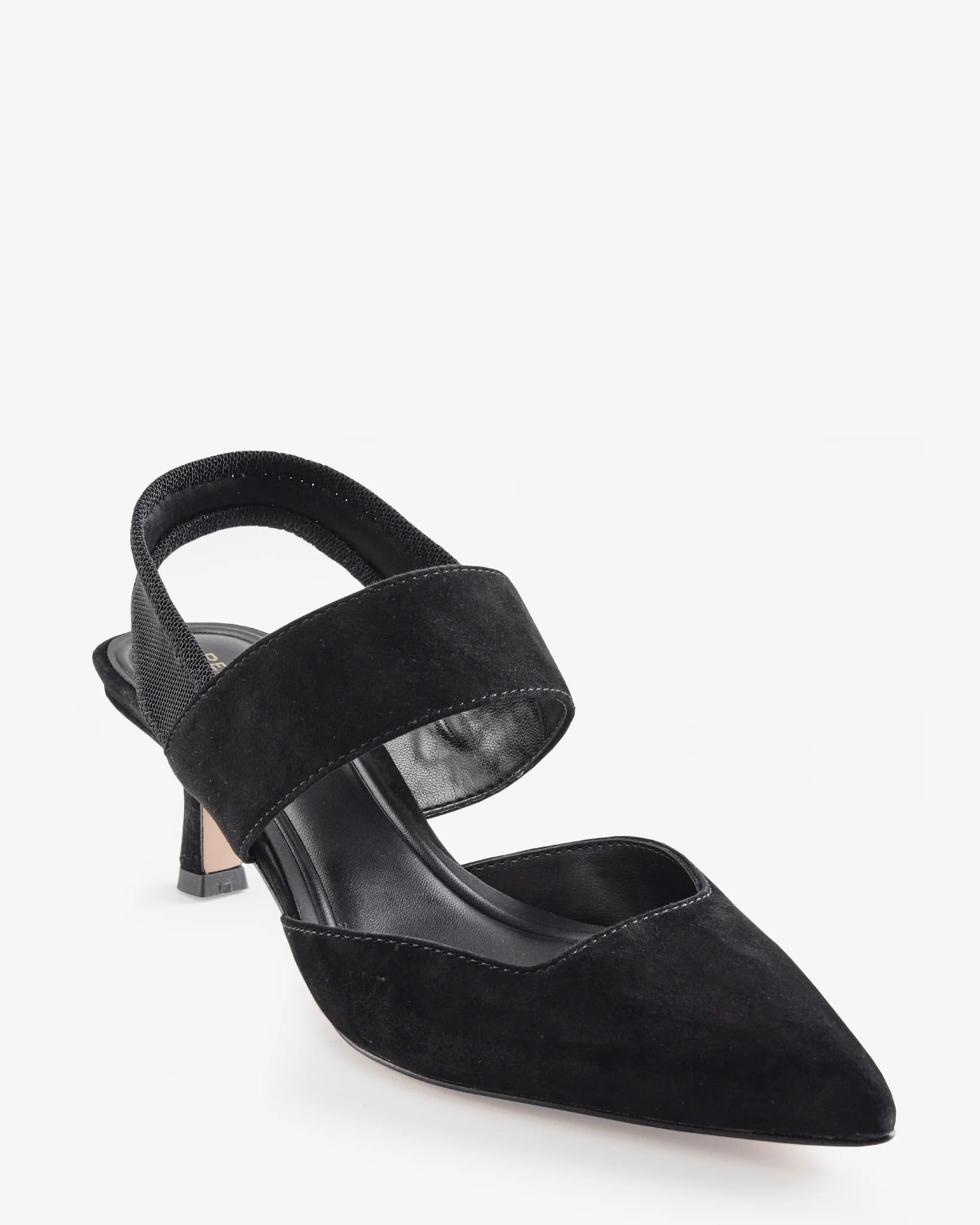 Pelle Moda Pointed Toe Slingback Kitten Heel - Black | Boston Proper
