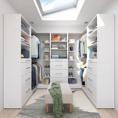 Florence Modular U Shaped Walk-In Closet System With Rods, Shelves, And Drawers, Slab Style | Wayfair North America
