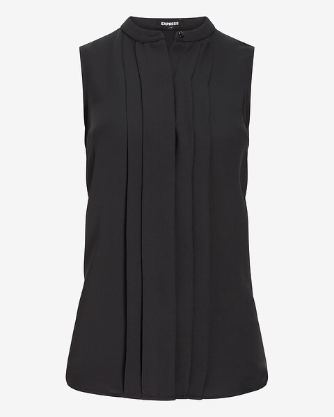Sleeveless Pleated Front Shirt | Express