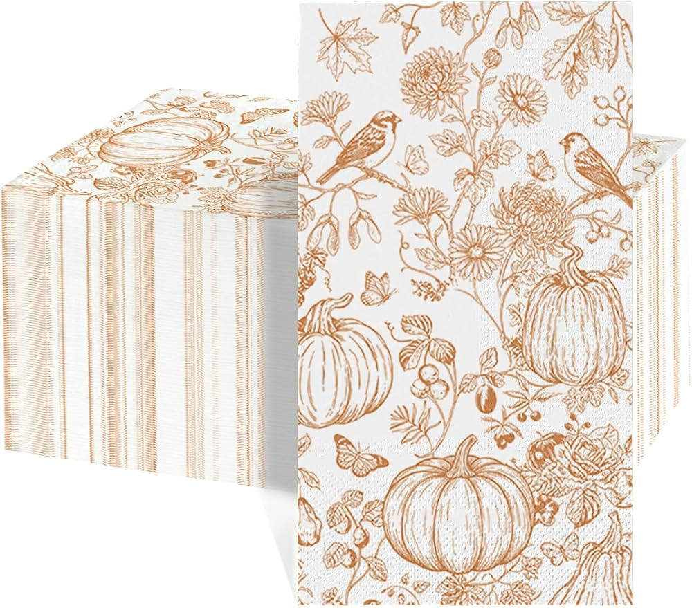 Horaldaily 100Pcs Fall Paper Napkins, Bird and Pumpkins | Amazon (US)