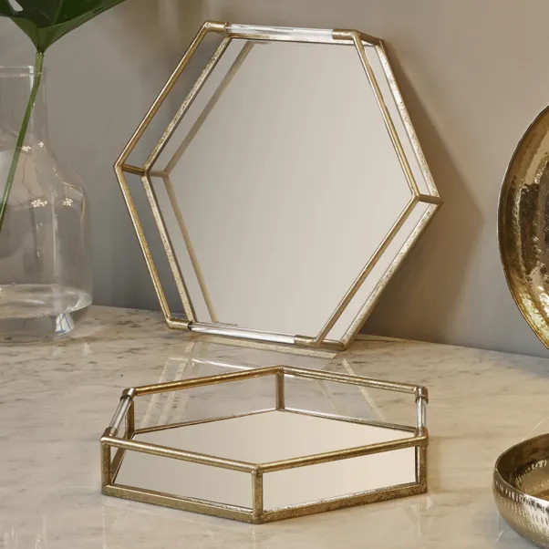 Set of 2 Metal & Mirrored Gold Trays | Dunelm (migrated)