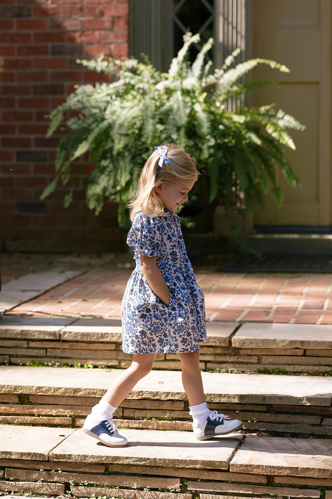 Charlotte Dress in Block Flower | Sun House Children's