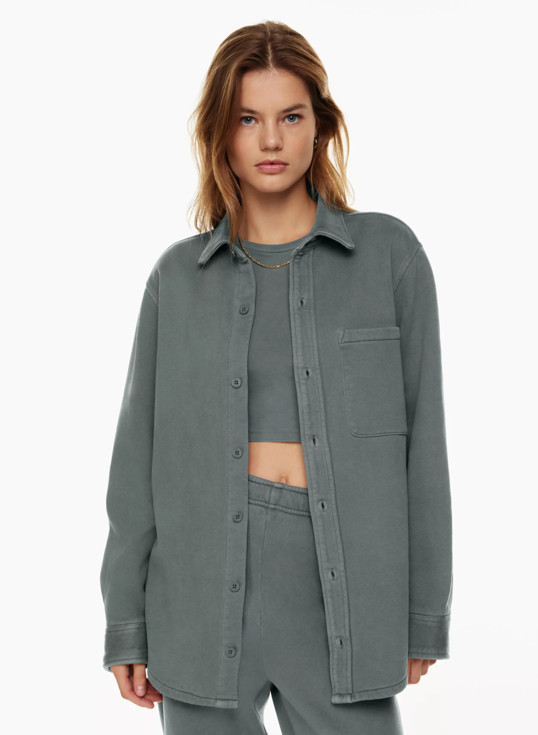 COZY FLEECE BOYFRIEND SHIRT | Aritzia