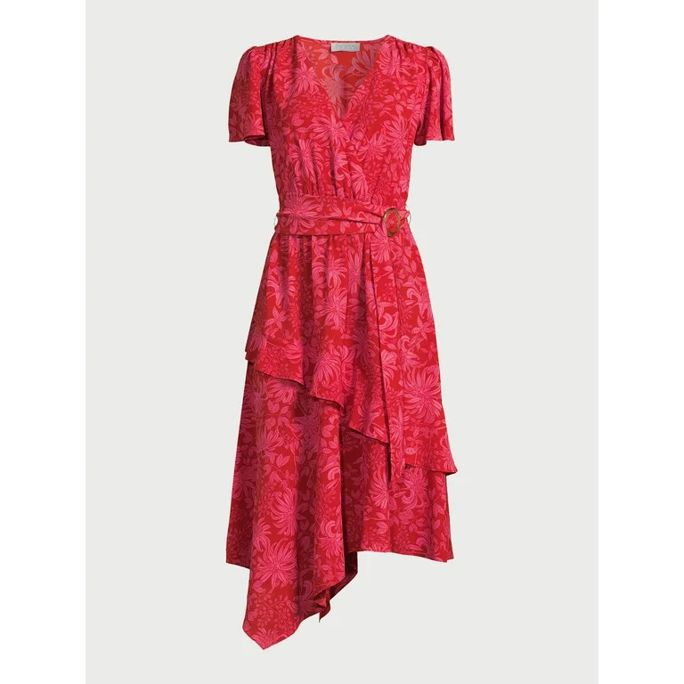 Sofia Jeans Women's and Women's Plus Faux Wrap Dress with Flutter Sleeves, Sizes XS-5X | Walmart (US)