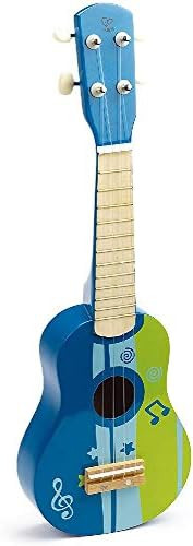 Hape Kid's Wooden Toy Ukulele in Blue, L: 21.9, W: 8.1, H: 3 inch | Amazon (US)