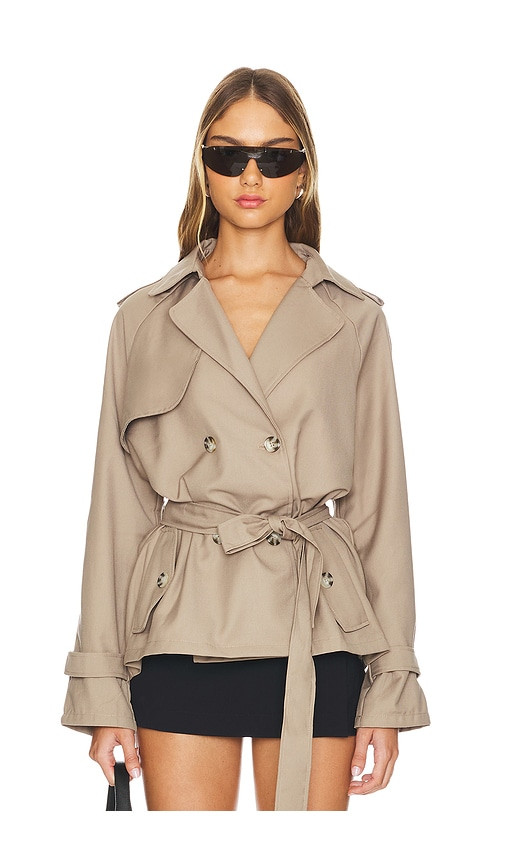 LIONESS Cropped Trencherous Coat in Beige. - size XS | Revolve Clothing (Global)