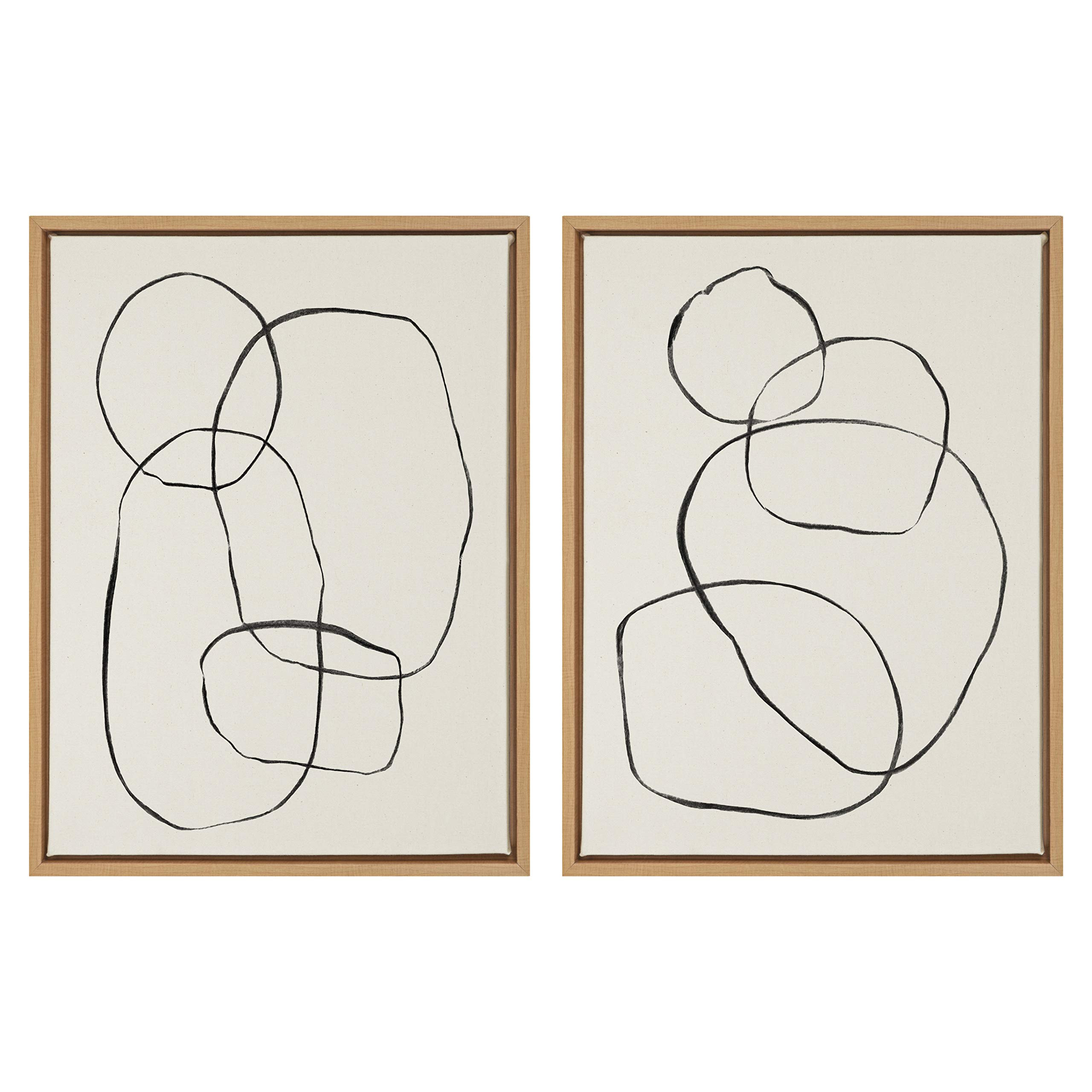 Kate and Laurel Sylvie Modern Circles and Going in Circles Framed Linen Textured Canvas Wall Art by  | Amazon (US)