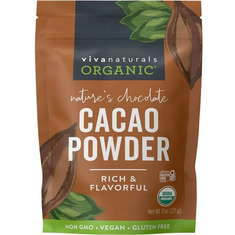 Viva Naturals Organic Cacao Powder, 8 oz - Unsweetened, Rich Dark Chocolate Flavor - Walmart.com | Walmart (US)