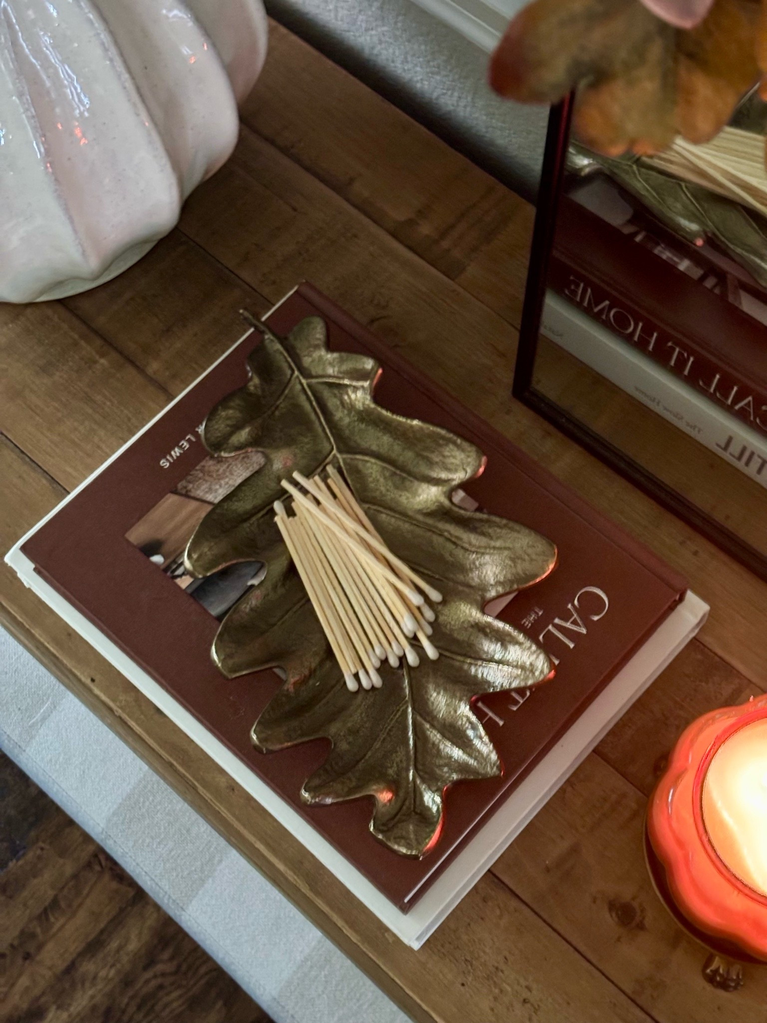Picked up this gorgeous brass metal leaf tray from @Target!  It’s such a beautiful accent for fall!

#LTKHome #LTKSeasonal