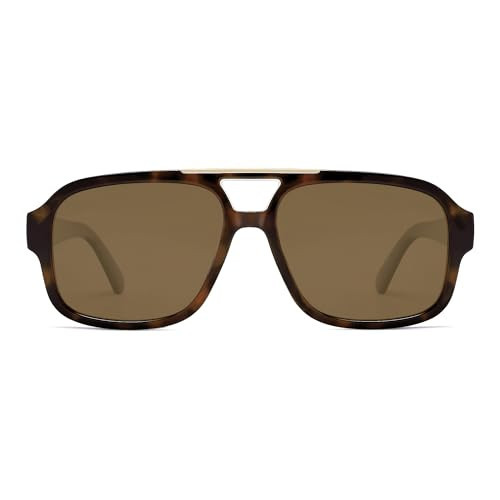 SOJOS Retro Aviator Sunglasses Womens Mens Polarized Vintage Trendy Rectangle Women Sunnies SJ2335 Tortoise Brown | Amazon (US)