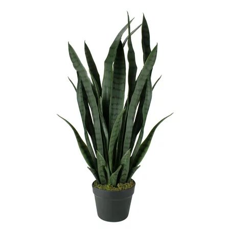 29"" Potted Two Tone Green and Black Artificial Snake Plant | Walmart (US)