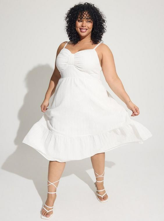 Midi Poplin Tiered Dress | Torrid (US & Canada)